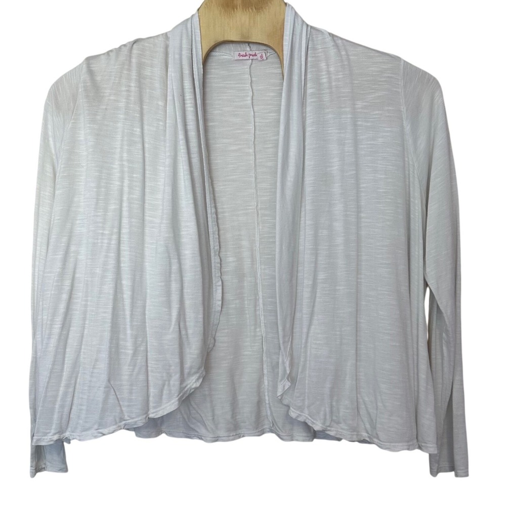 Fresh Produce Open Front Lightweight Cardigan Size 1X White Minimalist‎ Casual